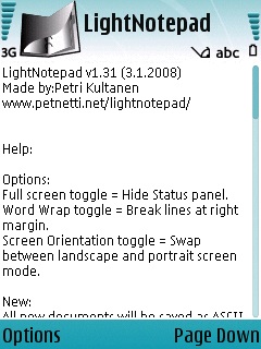 Программа LightNotepad для Nokia 5230